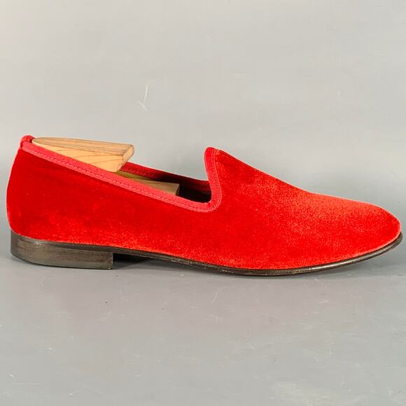 DEL TORO Size 8.5 Red Velvet Grosgrain Trim Slip On Loafers main image 7